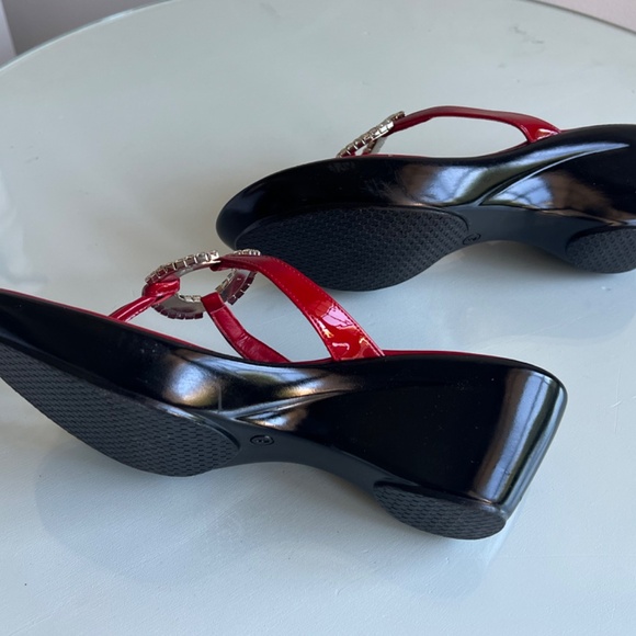 Athena Alexander Sabrina Red Patent Wedges Size 8M - Picture 3 of 6
